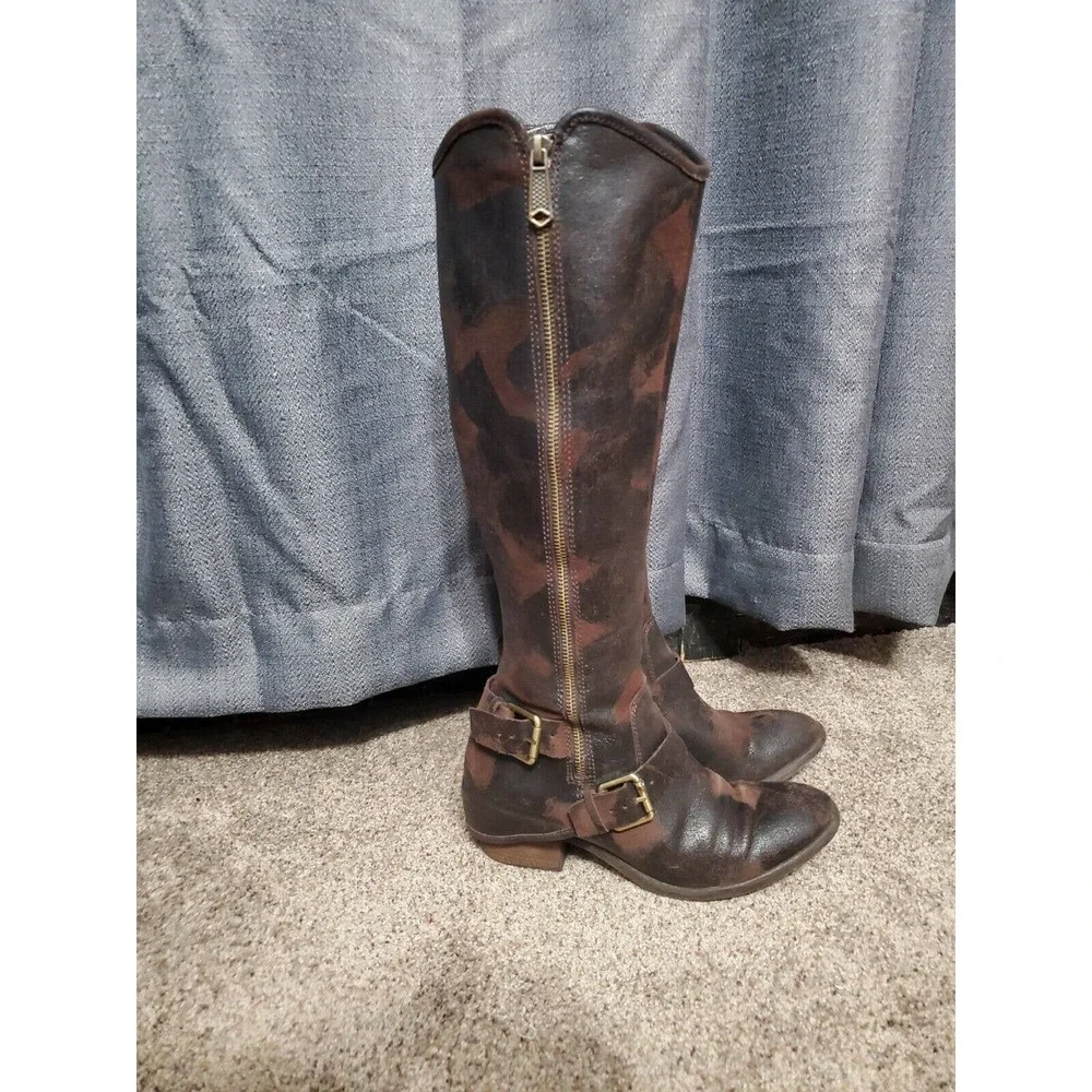 Donald J Pliner Women's Brown Suede Tall Riding Boots Size 7.5 M With Buckles